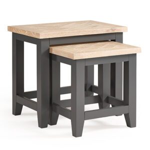 Baqia Wooden Nest Of 2 Tables In Dark Grey