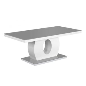 Eira Grey Glass Coffee Table In High Gloss Grey And White