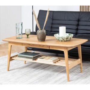 Emmet Wooden 1 Drawer Coffee Table In Oak