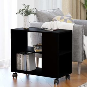 Gittel Wooden Side Table With Castors In Black