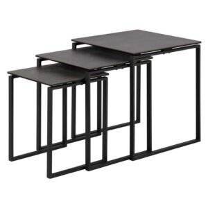 Kennesaw Ceramic Nest Of 3 Tables In Fairbanks Black