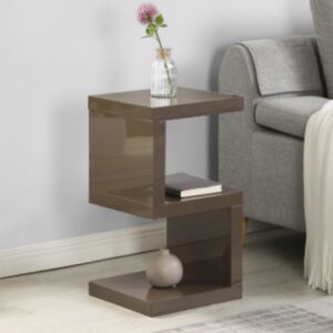 Miami High Gloss S Shape Design Side Table In Stone