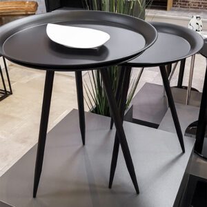 Orono Round Metal Set Of 2 Side Tables In Black