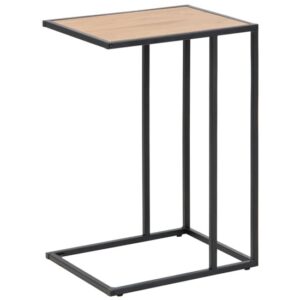 Sparks Wooden Side Table In Matt Wild Oak With Black Frame