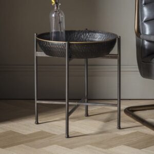 Westone Round Metal Side Table In Black