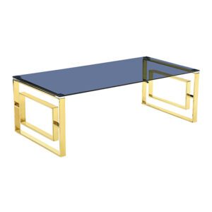 Maxon Grey Glass Coffee Table With Gold Stainless Steel Frame