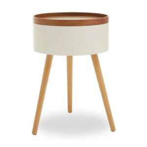 Varna Storage Wooden Round Side Table In Oak