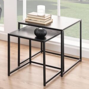 Salvo Wooden Nest Of 2 Tables Square In Ash Black