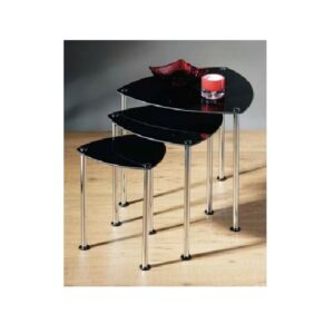 Breta Glass Nest Of 3 Tables In Black