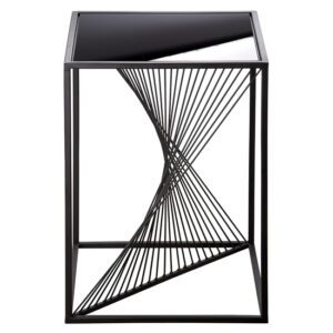 Nixa Glass Side Table Square With Metal Frame In Black