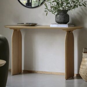 Goleta Wooden Console Table In Matt Natural