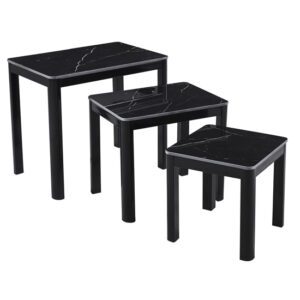 Arta Sintered Stone Nest Of 3 Tables In Black