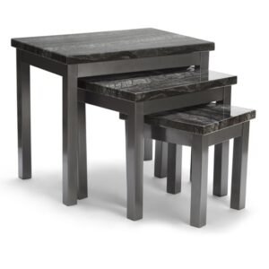 Reims Wooden Nest Of 3 Tables In Black Marble Effect