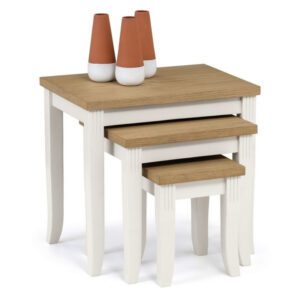 Dagan Wooden Nest Of 3 Tables In Ivory And Oak