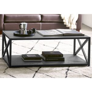 Lamar Wooden Coffee Table With Metal Frame In Black