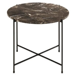 Berlin Marble Side Table Large With Metal Legs In Brown