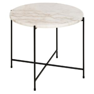 Berlin Marble Side Table Large With Metal Legs In White