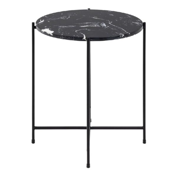 Berlin Marble Side Table Small With Metal Legs In Black