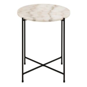 Berlin Marble Side Table Small With Metal Legs In White