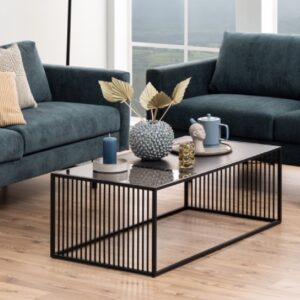 Salem Wooden And Glass Coffee Tables In Black Marble Effect