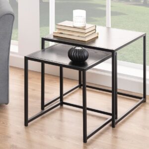 Sparks Wooden Nest Of 2 Tables Square In Ash Black