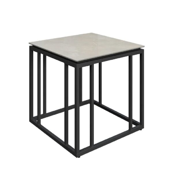 Cabazon Ceramic Side Table With Black Frame In Grey