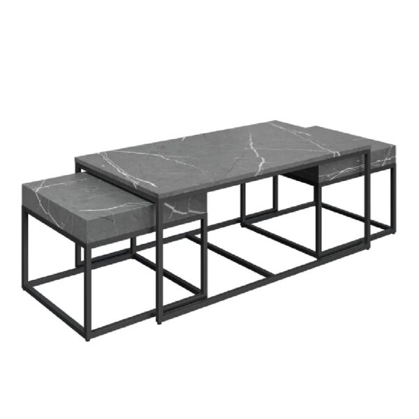 Danbury Wooden Nesting Coffee Tables In Grey Marble Effect