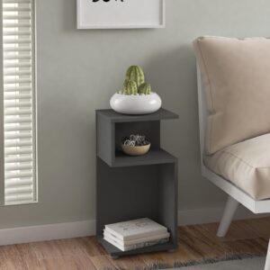 Nuneaton Wooden Side Table With 2 Shelves In Grey