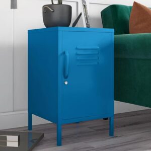 Cerritos Metal Side Table With 1 Door In Blue