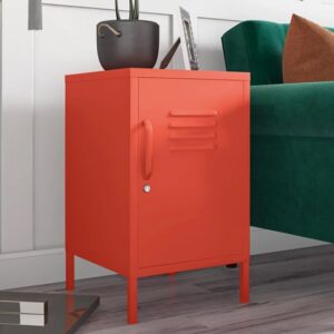 Cerritos Metal Side Table With 1 Door In Orange