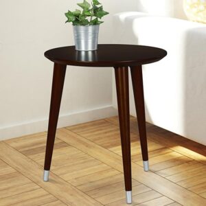 Kenton Round Wooden Side Table In Espresso