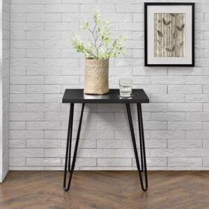 Ojai Wooden Side Table With Black Legs In Black Oak