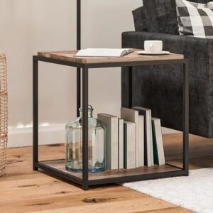 Quebec Wooden Side Table In Weathered Oak