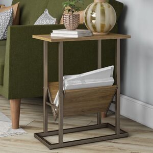 Rockingham Wooden Side Table With Magazine Rack In Walnut