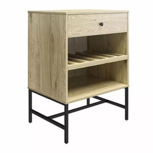 Terrell Wooden Side Table With 1 Drawer In Linseed Oak