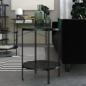 Warren Glass Round Side Table In Black