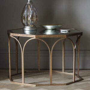 Canterbury Clear Glass Octagonal Coffee Table In Gold