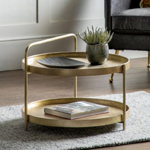 Savannah Metal Round Coffee Table In Gold