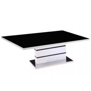 Aelia Black Glass Top Coffee Table With High Gloss White Base