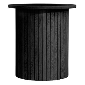 Avenel Fluted Wooden Side Table Round In Black