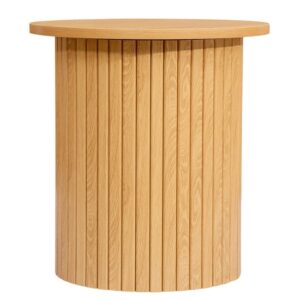 Avenel Fluted Wooden Side Table Round In Oak