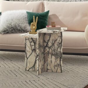 Benton Wooden Side Table In Onyx Faux Marble Effect