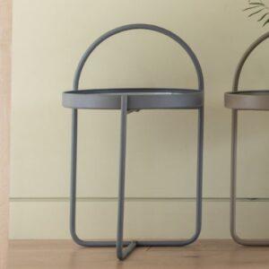 Marbury Metal Round Side Table In Grey