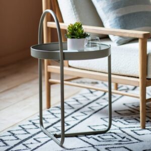 Marbury Metal Round Side Table In Latte