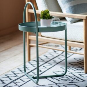 Marbury Metal Round Side Table In Teal