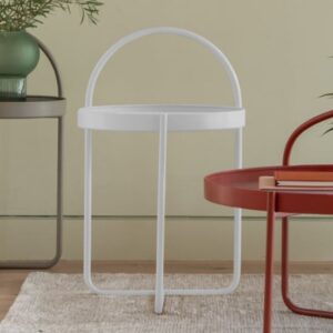 Marbury Metal Round Side Table In White