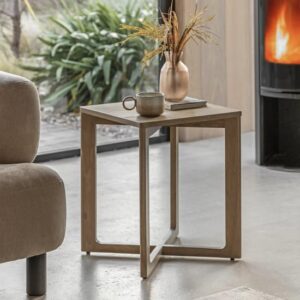 Pacific Wooden Side Table Square In Smoked Oak