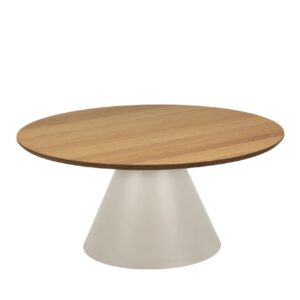 Seguin Wooden Coffee Table Large Round In Oak And Grey