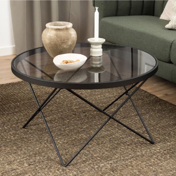 Crete Smoked Glass Coffee Table With Black Frame