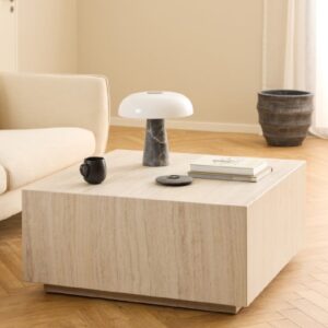 Duluth Wooden Coffee Table Square In Light Travertine Effect